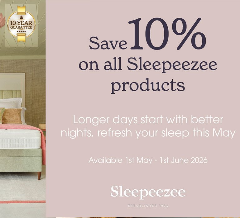 <p>Visit us in store to view and try our beautiful Sleepeezee Beds and Mattresses.&nbsp;</p>
